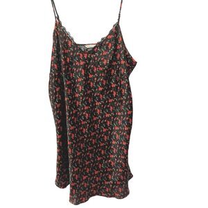 Secret Treasures‎ Black Red Floral Lace Trim Cami Slip Dress Size 3X